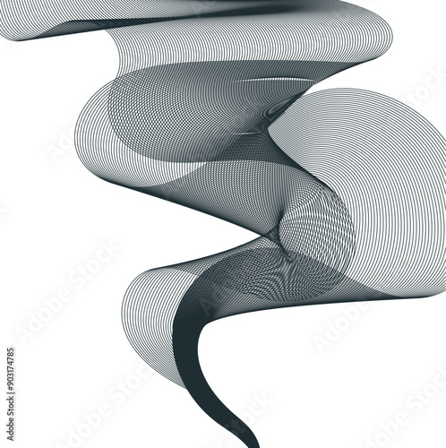 An intriguing abstract composition captures the essence of movement with its graphical waves. Fluid lines flow and interweave, creating a dance of form and color.