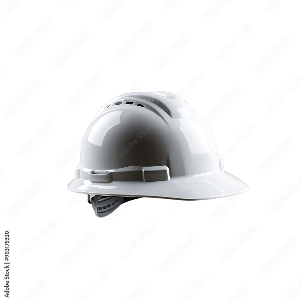 Single White Hard Hat Floating Mid-Air with No Logo Single White Hard Hat Floating Mid-Air with No Logo
