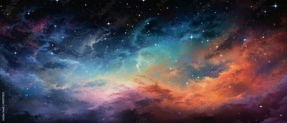 Fototapeta premium Night sky with stars and nebula. Space background.