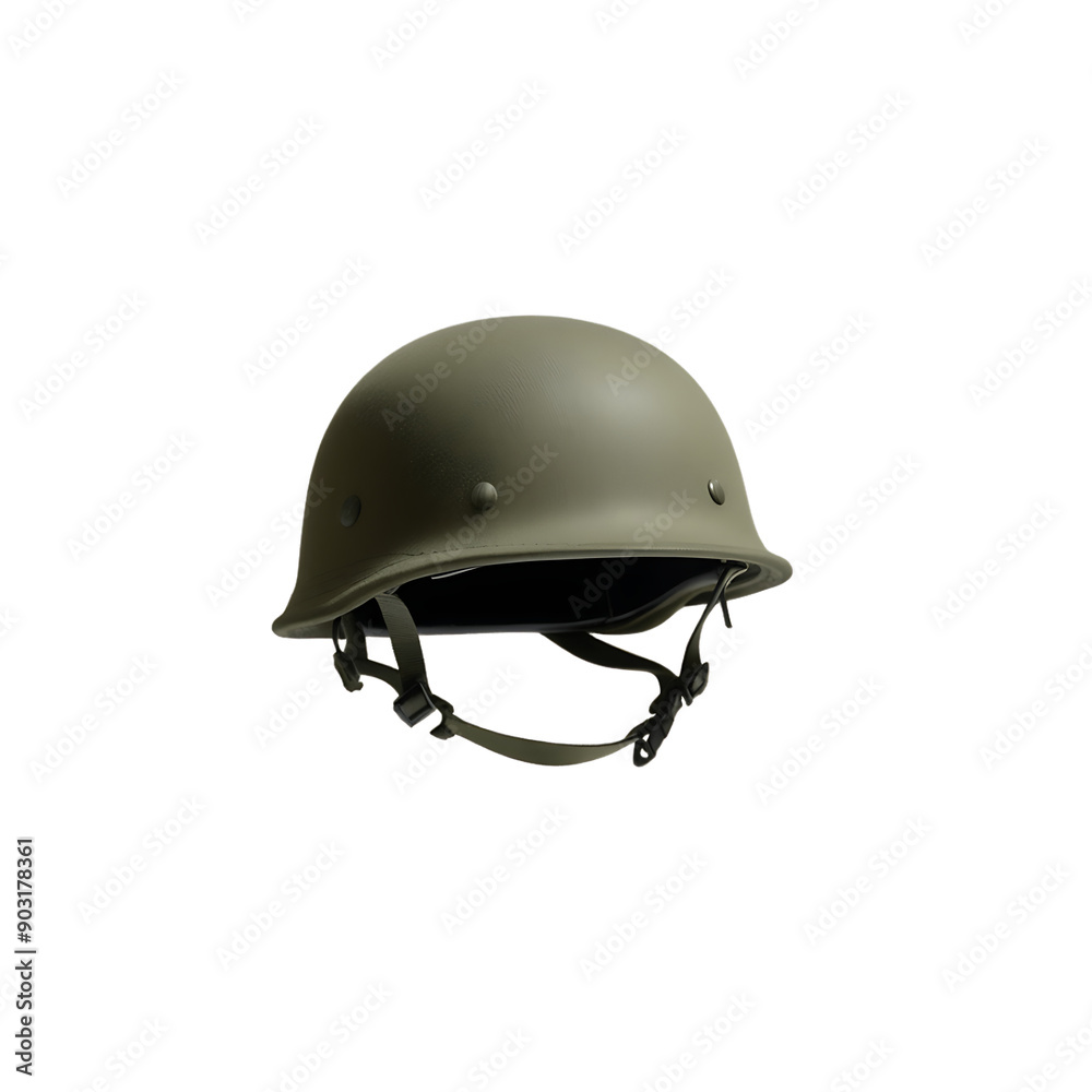 Single Green Military Helmet Floating Mid-Air with No Markings Single Green Military Helmet Floating Mid-Air with No Markings