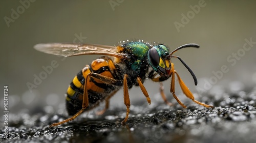 Lustrous beetle displaying a spectrum of colors in the sunlight, its iridescent shell catching the eye with every movement