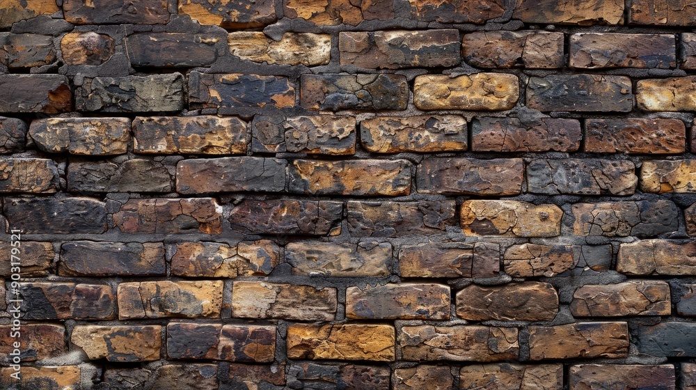 Obraz premium Old brown brick wall texture with weathered surface details