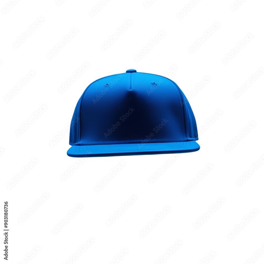Single Blue Snapback Cap Floating Mid-Air with No Design Single Blue Snapback Cap Floating Mid-Air with No Design