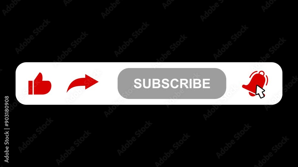 Animated pop up buttons like subscribe share and notification transparent background with trendy style with alpha channel
