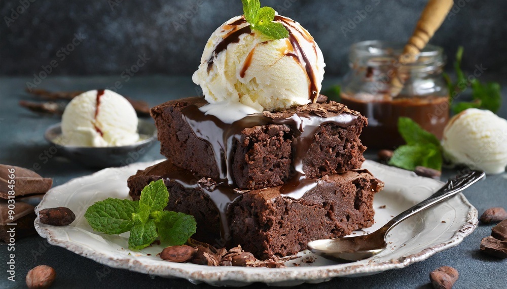 Brownies with Ice cream Brownies with Ice cream