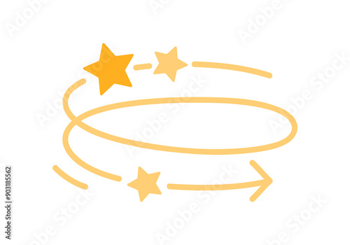 Dizzy and distracted icon with with rotating stars for head of person with dizziness vector illustration