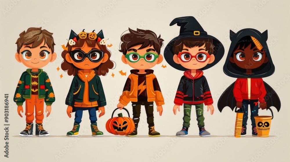 Group of Kids Dressed Up for Halloween Group of Kids Dressed Up for Halloween