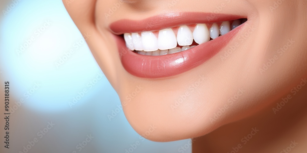 Fototapeta premium Woman smile,clean teeth,close up teeth,close up smile