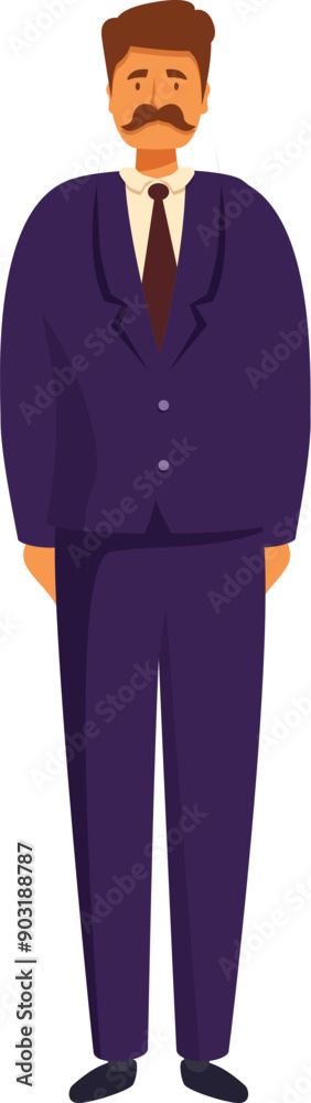 Businessman character standing wearing a suit and tie working in an office job Businessman character standing wearing a suit and tie working in an office job