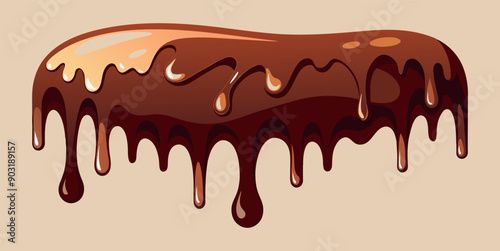 melted chocolate dripping. melted chocolate dripping on white background