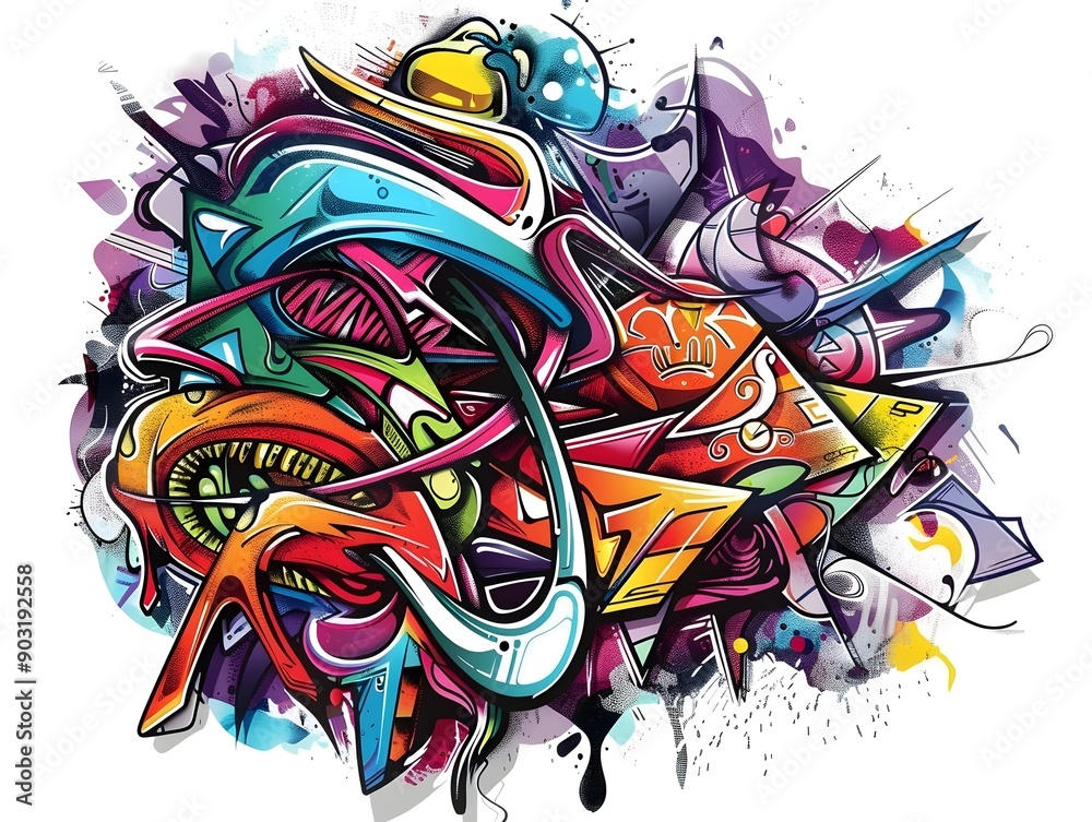 Fototapeta premium Vibrant Graffiti Inspired Streetwear Design for Bold Fashion and Sticker Branding