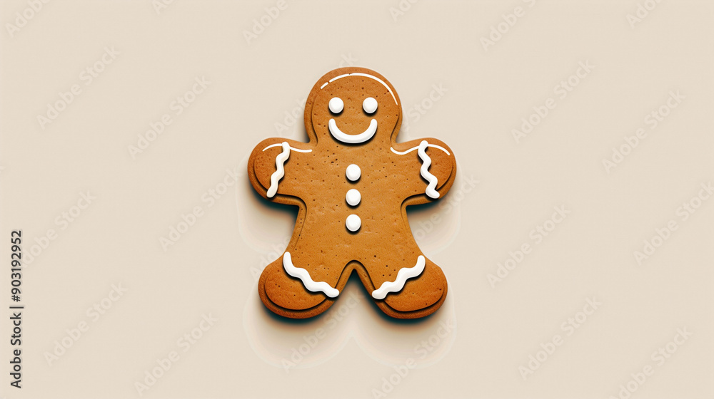 Delicious Gingerbread Cookie Decorated With Icing on a Light Background Delicious Gingerbread Cookie Decorated With Icing on a Light Background