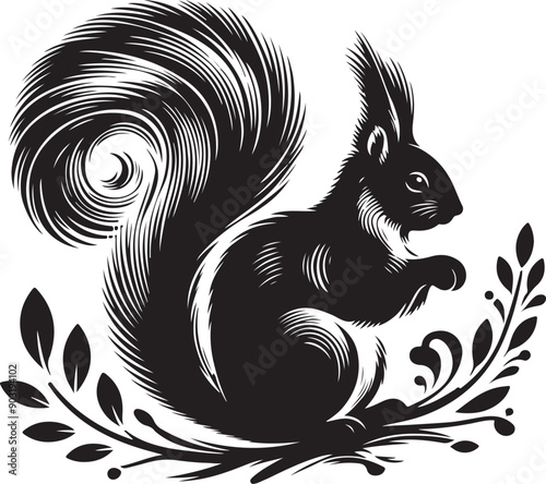 Wallpaper Mural squirrel silhouette vector illustration Torontodigital.ca