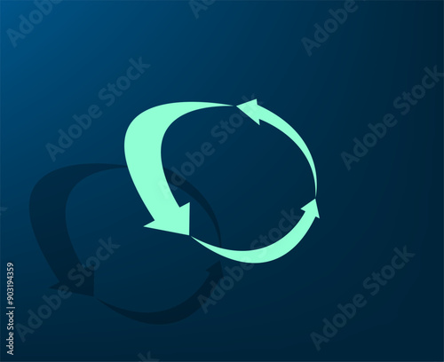 Vector illustration with shadow on blue background with gradient