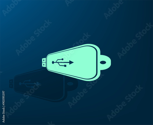 Vector illustration with shadow on blue background with gradient