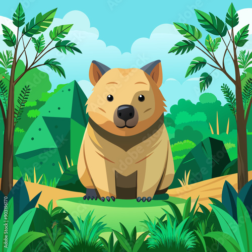 Australian wombat in their natural habitat, showing the diversity of wildlife