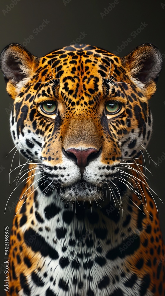 Obraz premium A close up of a jaguar's face with green eyes