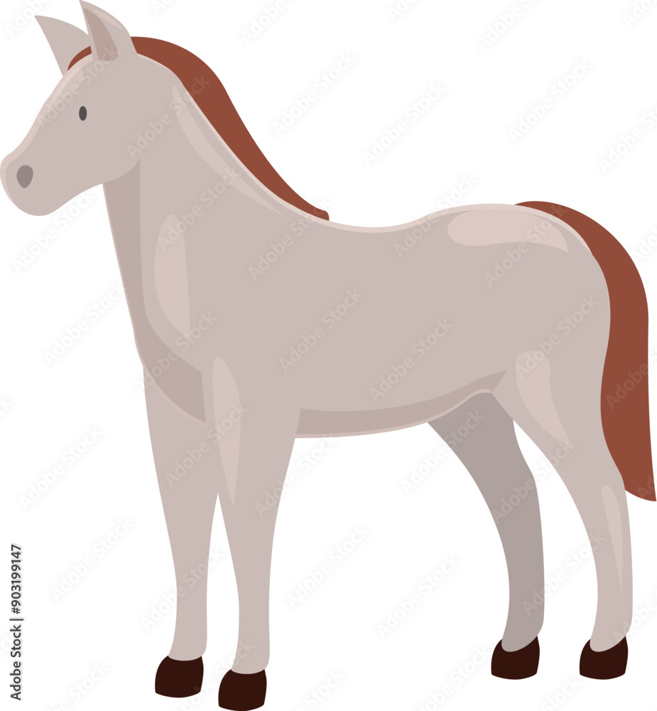 Fototapeta premium Grey horse standing on white background illustration