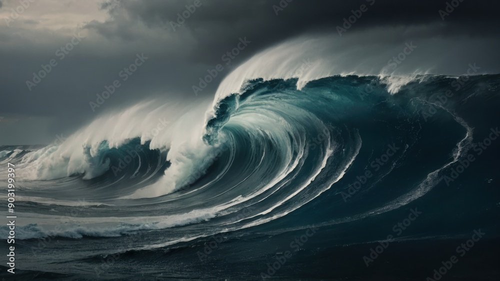 Fototapeta premium Close-up view of the hurricane’s eye wall and the surrounding tumultuous clouds