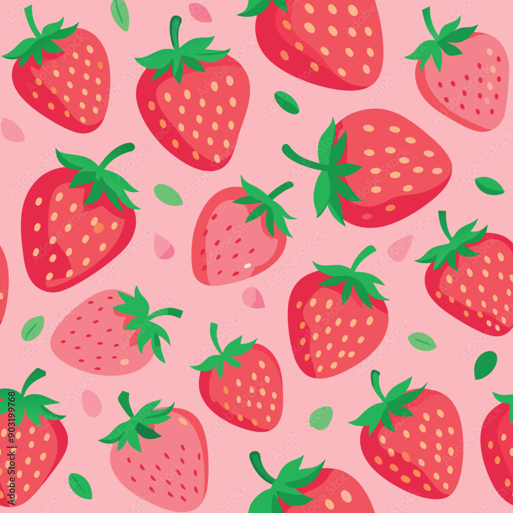 Vector seamless pattern with strawberry. Trendy summer background with hand drawn strawberry, flowers and leaves. Modern abstract design for paper, cover, fabric,seamless pattern with strawberries Vector seamless pattern with strawberry. Trendy summer background with hand drawn strawberry, flowers and leaves. Modern abstract design for paper, cover, fabric,seamless pattern with strawberries