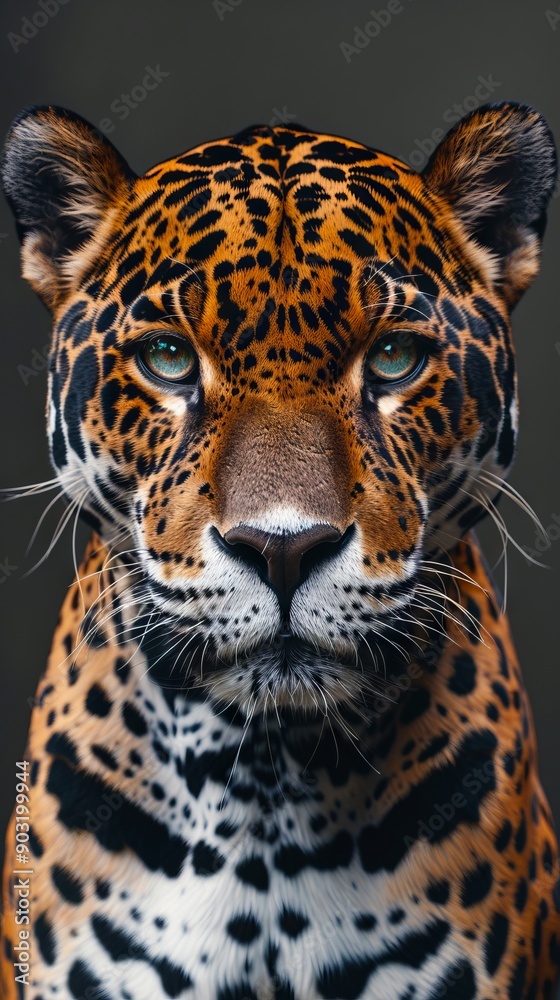 Obraz premium A close up of a jaguar's face with a black background