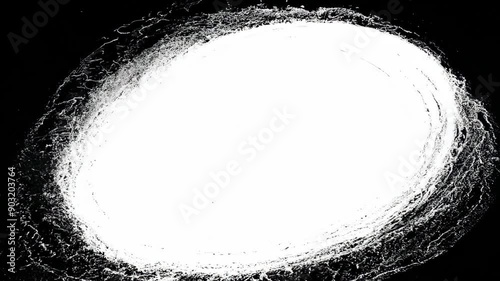 Abstract black and white brush stroke circle