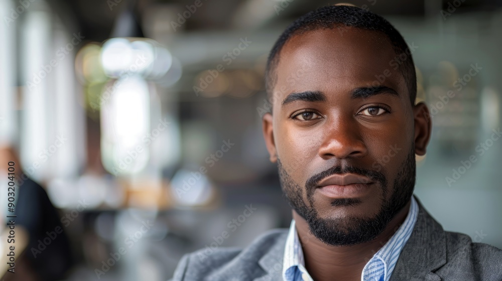 Confident african american male professional in a modern office setting Confident african american male professional in a modern office setting
