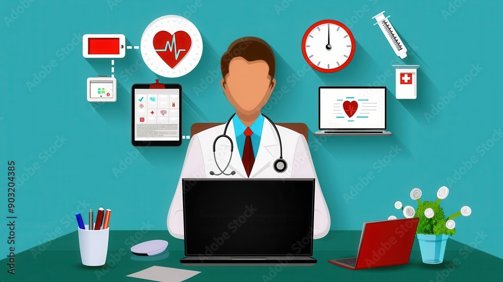 A man is sitting at a desk with a laptop and a computer monitor A man is sitting at a desk with a laptop and a computer monitor