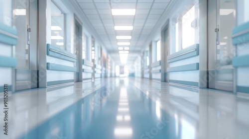 Wallpaper Mural Modern hospital corridor with panoramic windows during daylight Torontodigital.ca