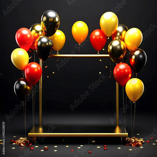 Frame poster mockup  template with colorful balloons for birthday or anniversary