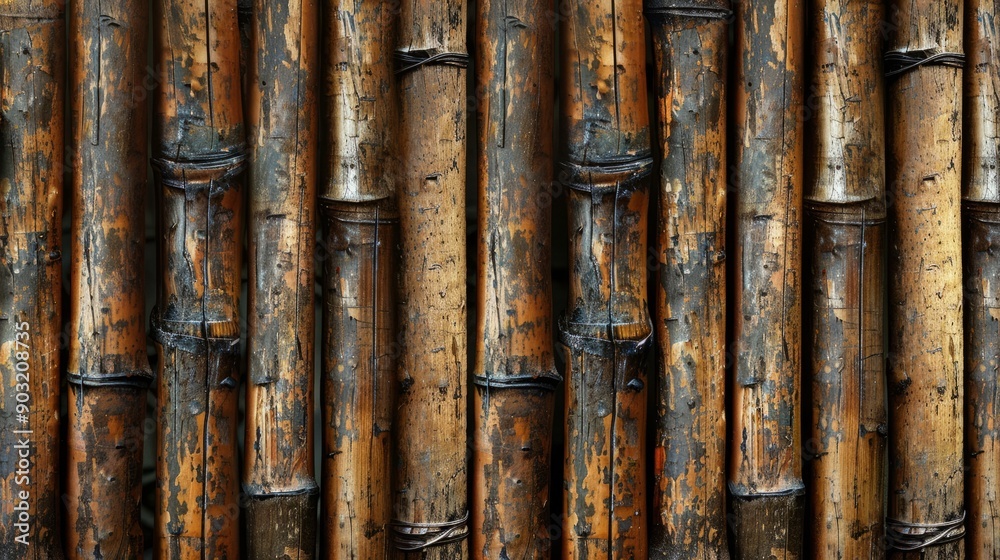 Bamboo fence background in natural setting Bamboo fence background in natural setting