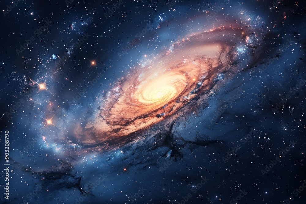 Fototapeta premium Nebula and galaxies in space. Abstract cosmos background