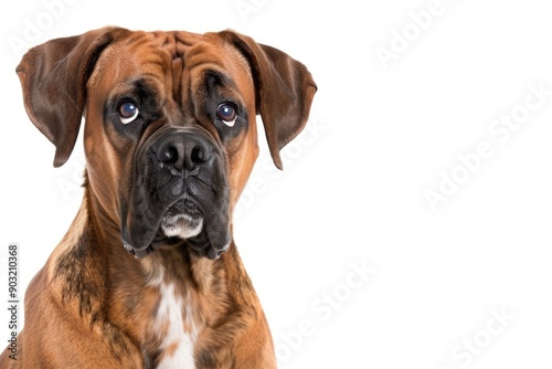 Portrait of German Boxer in front of white background