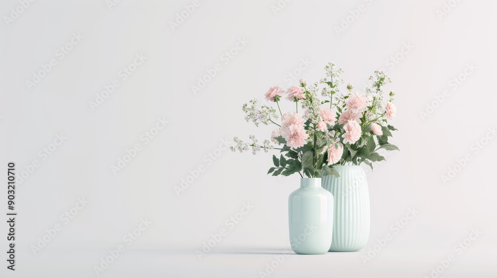 3D single icon of a decorative vase with flowers, enhancing home decor, isolated on a white background 3D single icon of a decorative vase with flowers, enhancing home decor, isolated on a white background