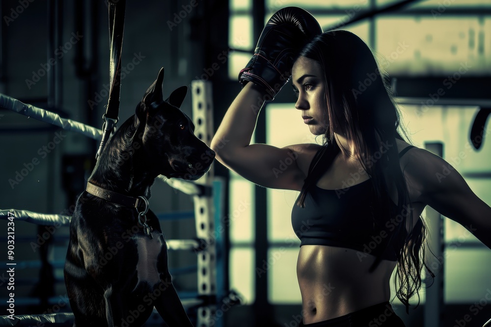Attractive Female Boxer At Training Attractive Female Boxer At Training