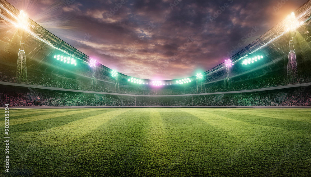 Neon Flashlights in Stadium: Winning and Action Concept Neon Flashlights in Stadium: Winning and Action Concept