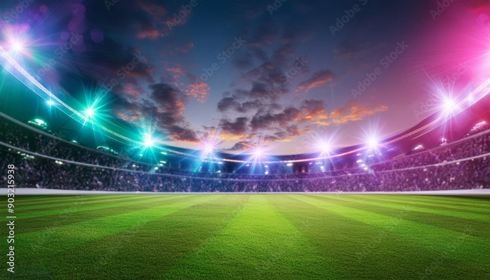 Neon Flashlights in Stadium: Winning and Action Concept Neon Flashlights in Stadium: Winning and Action Concept