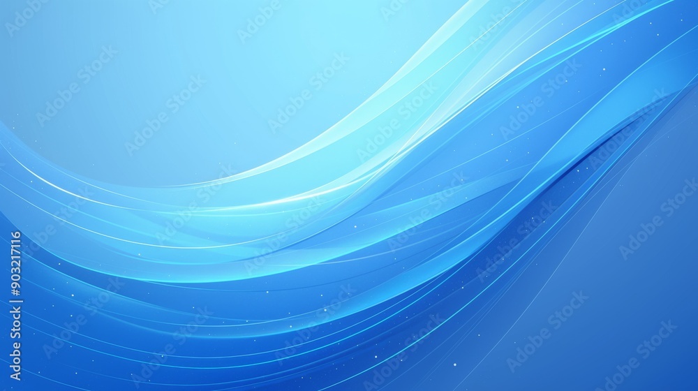 Fototapeta premium Abstract Blue Background with Blurred Lines and Glow, Featuring Smooth Gradient and Minimalist Vector Design