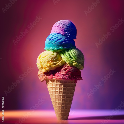 Rainbow ice cream photo