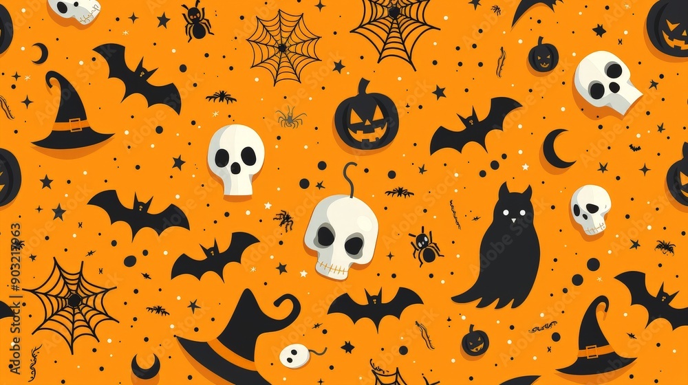 Seamless Halloween Pattern with Festive Icons Seamless Halloween Pattern with Festive Icons