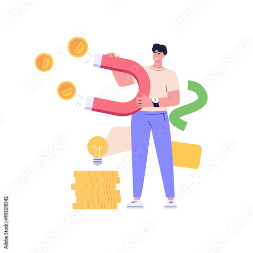 People successfully invest. Concept of return on investment, financial solutions, passive income, investment strategy, lucky speculation. Vector illustration in flat design for web banner landing page