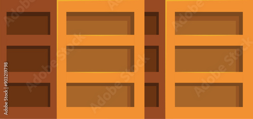 Big wooden garage door closing with brown frame