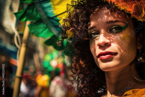 Brazilian woman at carnival block portrait.