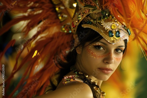 Rio de Janerio  Brazil   February 15  2010  Portrait of dancer during Carnival photo