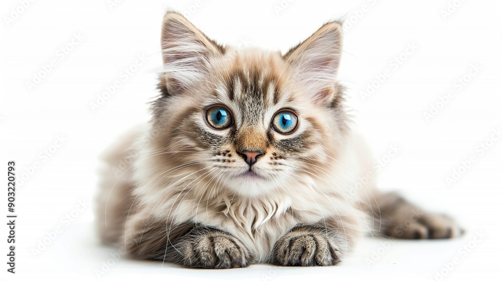 Obraz premium Adorable Kitten with Blue Eyes Looking at Camera