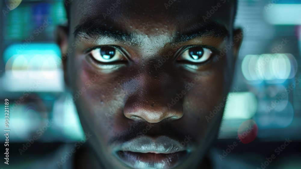 A close-up portrait of a young African male software developer A close-up portrait of a young African male software developer