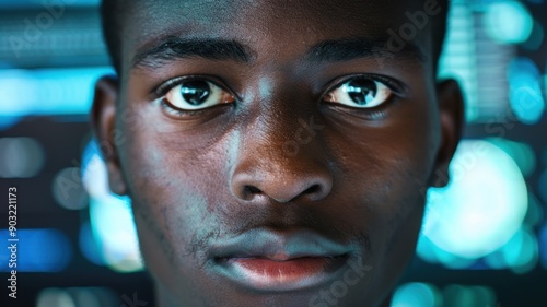 A close-up portrait of a yo...