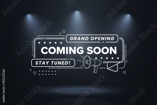 Coming soon sign background with studio focus light effect