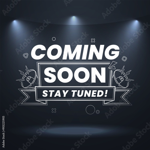 Coming soon stay tuned background with studio focus light