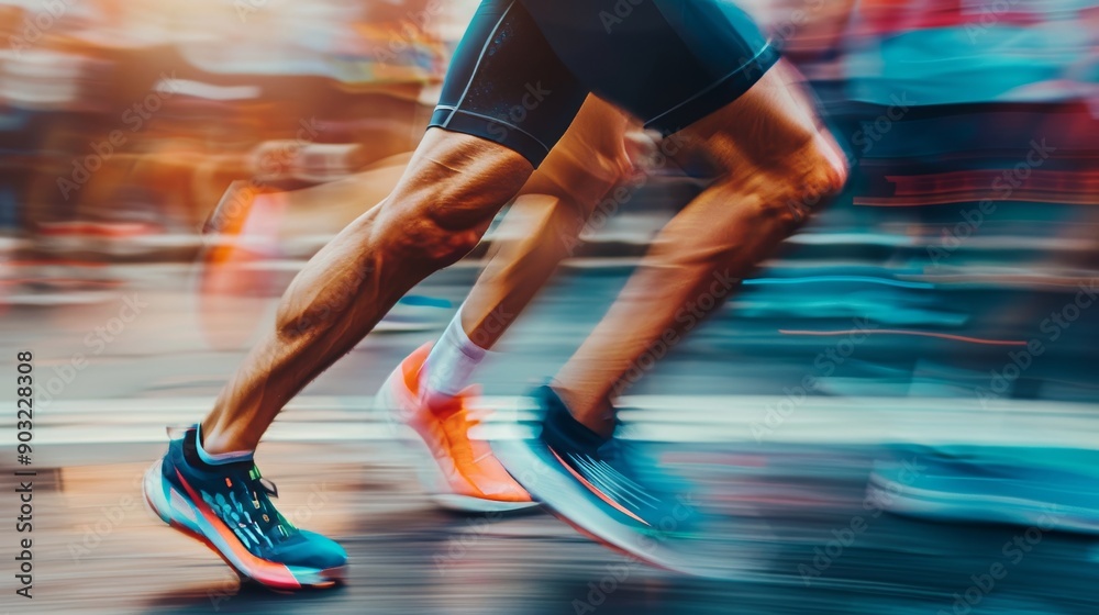 Fototapeta premium Close-up of a marathon runner's pace. 